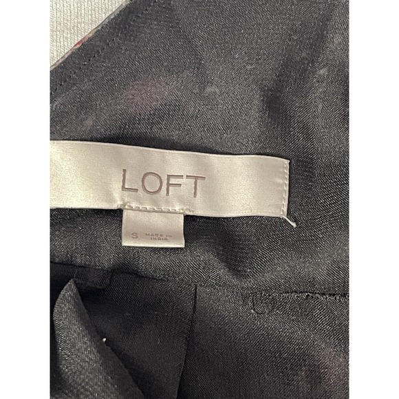 Loft Womens Blouse Size S Small Short Sleeve Black Floral Open Tie Back Lined - Picture 3 of 6